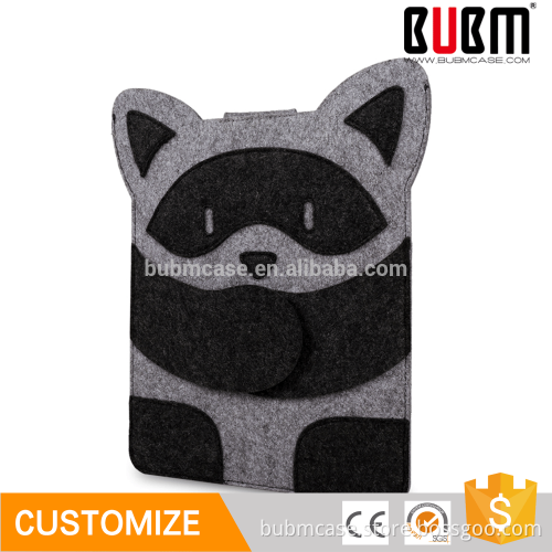BUBM fashion raccoon shaped wool felt 9.7 inch laptop case